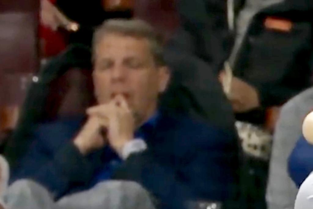 Dodgers co-owner Todd Boehly appeared to pick his nose while at the Seoul Series against the Padres on March 20, 2024 in South Korea. 