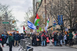 Protestors demonstrate near Columbia University