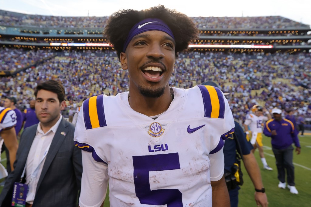 Jayden Daniels #5 of the LSU Tigers has made up some ground as the potential No. 2 pick.