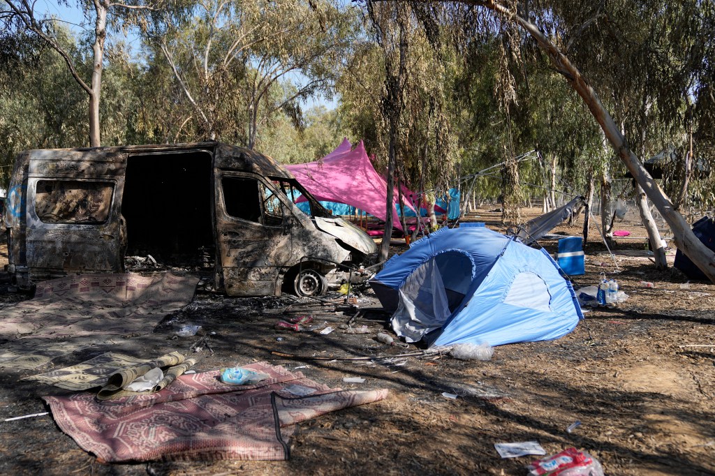 The site of the terror attack at the Nova music festival in Israel.