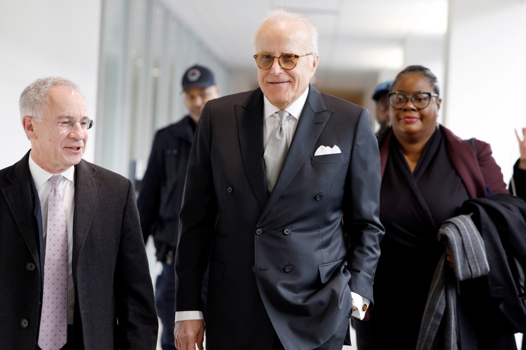 James Biden (C), the brother of U.S. President Joe Biden, arrives with attorney Paul Fishman for a closed-door deposition with the House Oversight Committee at the Thomas P. O'Neill Jr. Federal Building on February 21, 2024 in Washington, DC.