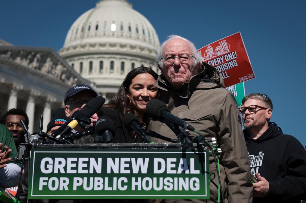 Alexandria Ocasio-Cortez and Bernie Sanders