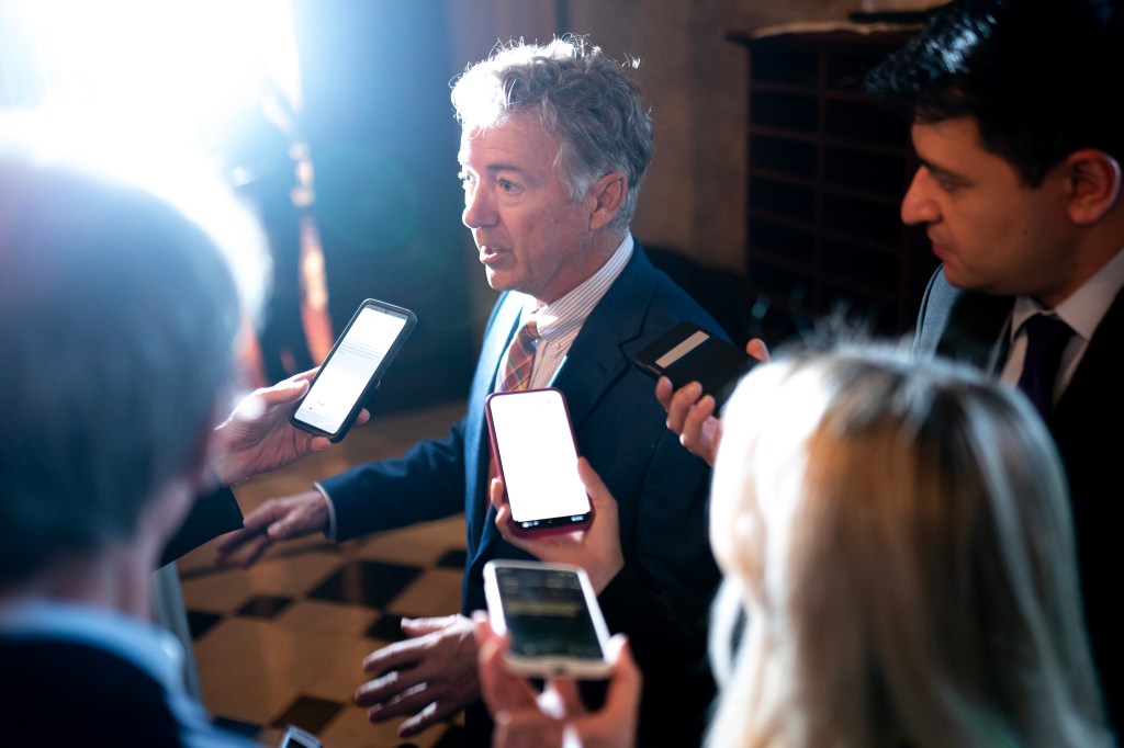 Sen. Rand Paul (R-KY) speaks with members of the media on March 22, 2024 in Washington, DC. 