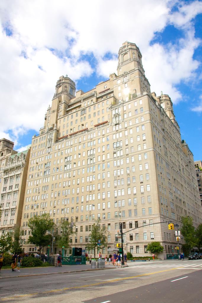 The Beresford, a large, prestigious 23-floor luxury apartment building on Central Park West, Manhattan, known for its famous residents like Seinfeld, Meryl Streep, and John McEnroe