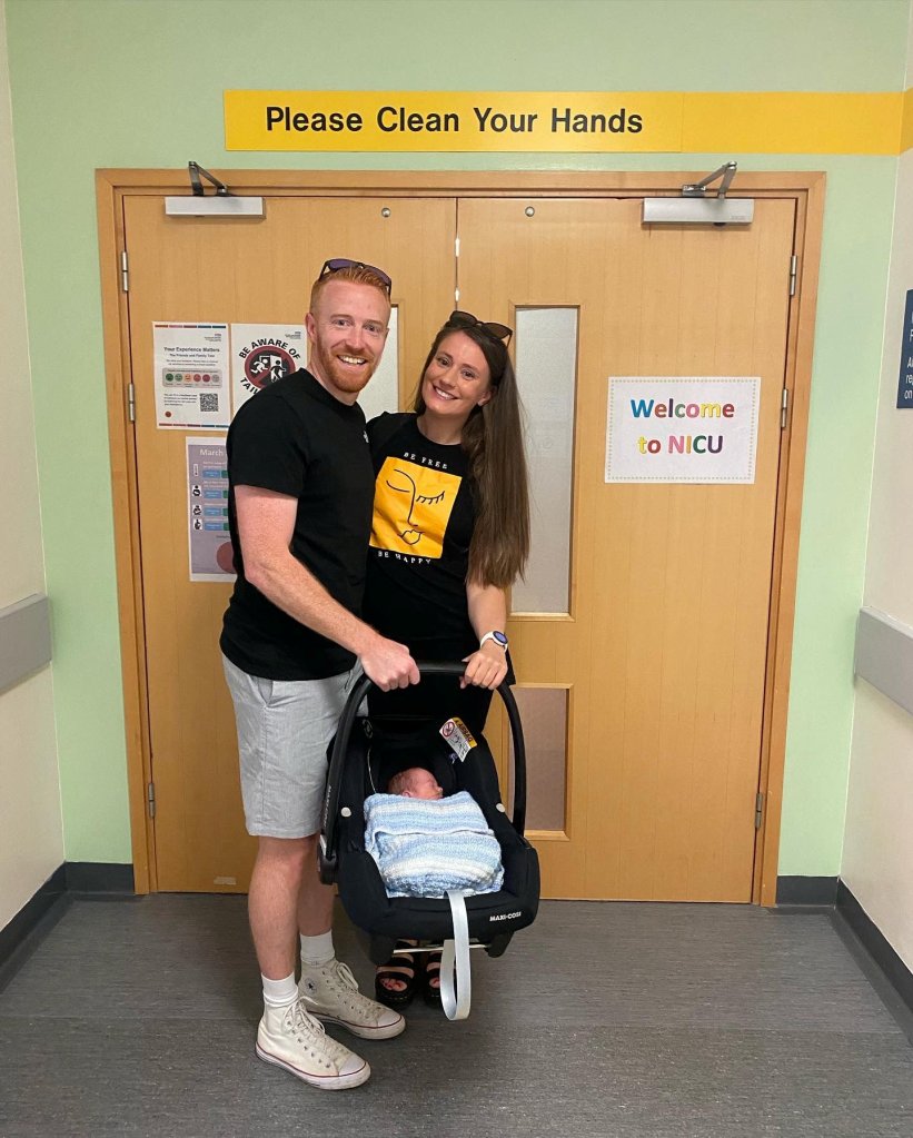 Lee and Karen with baby Hunter at the NICU