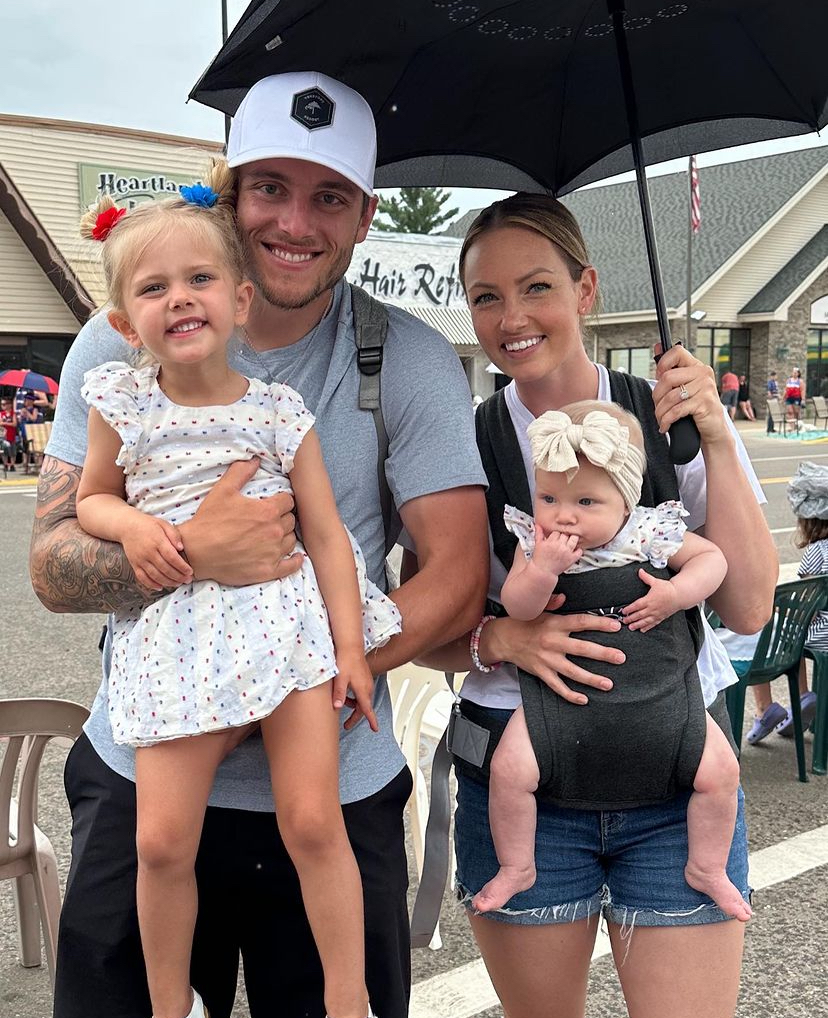 Jonny Brodzinski with his wife and two daughters on the Fourth of July in 2024.
