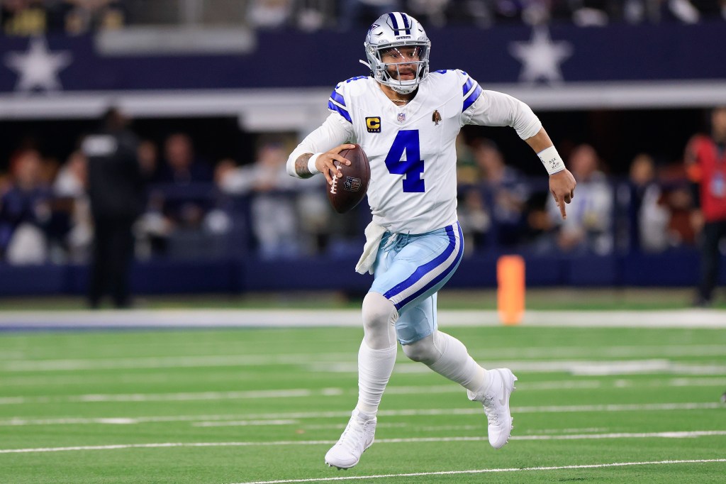 Dak Prescott #4 of the Dallas Cowboys drops back to pass