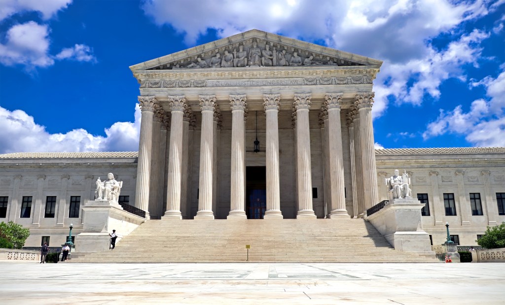 United States Supreme Court Building with columns and a stone staircase