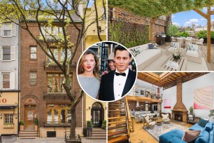 Inset of Kate Moss and Johnny Depp over shots of the Waverly Place compound.