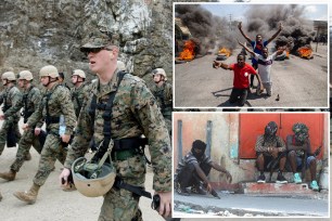 Main: A FAST team partaking in a drill in Seoul in 2009. Right: Gang members and destruction.