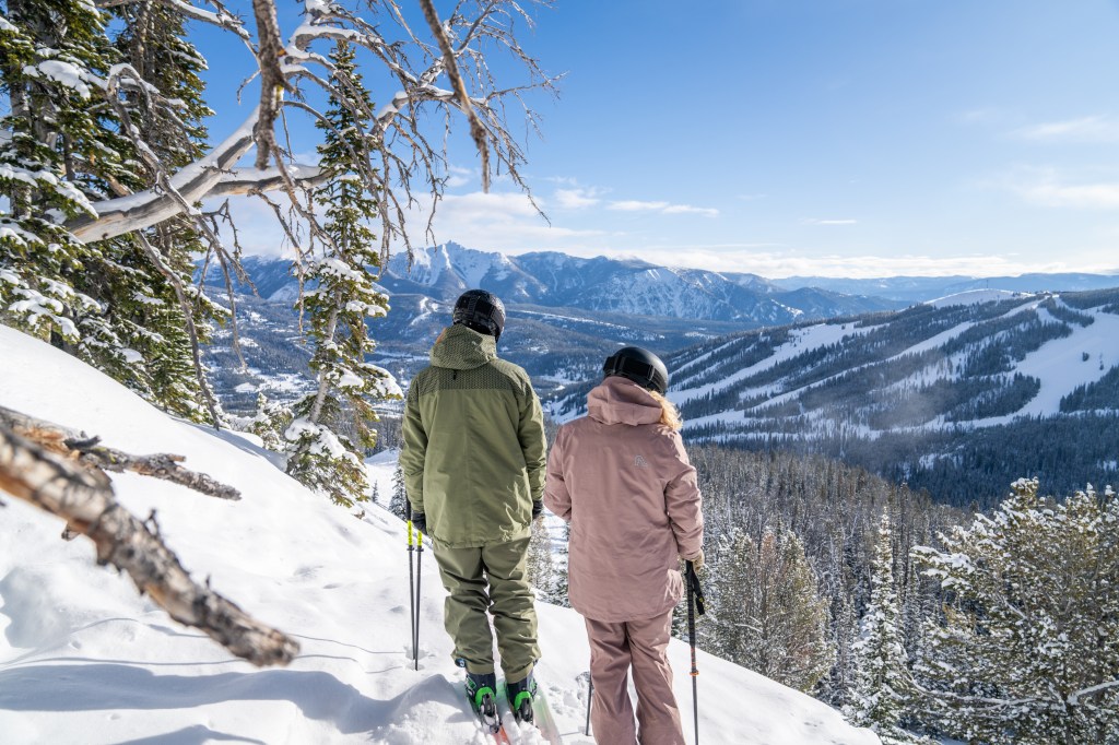 Exterior of skiers at Big Sky. 