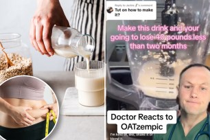 (Left) OatZempic blend. (Right) Dr. Tommy Martin on the Oatzempic trend