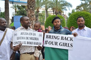 The Assn of Nigerians organized a protest march with Bring Back Our Girls signs to help Nigeria fight against a terrorist group claiming responsibility for abducting over 200 girls from a school in Chibok, Nigeria.