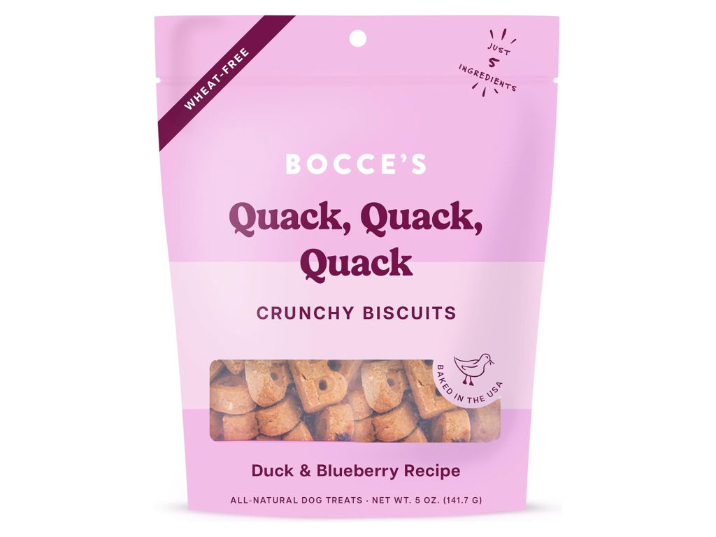 Bocce's Bakery Oven Baked Quack, Quack, Quack Crunchy Biscuits Wheat-Free Dog Treats