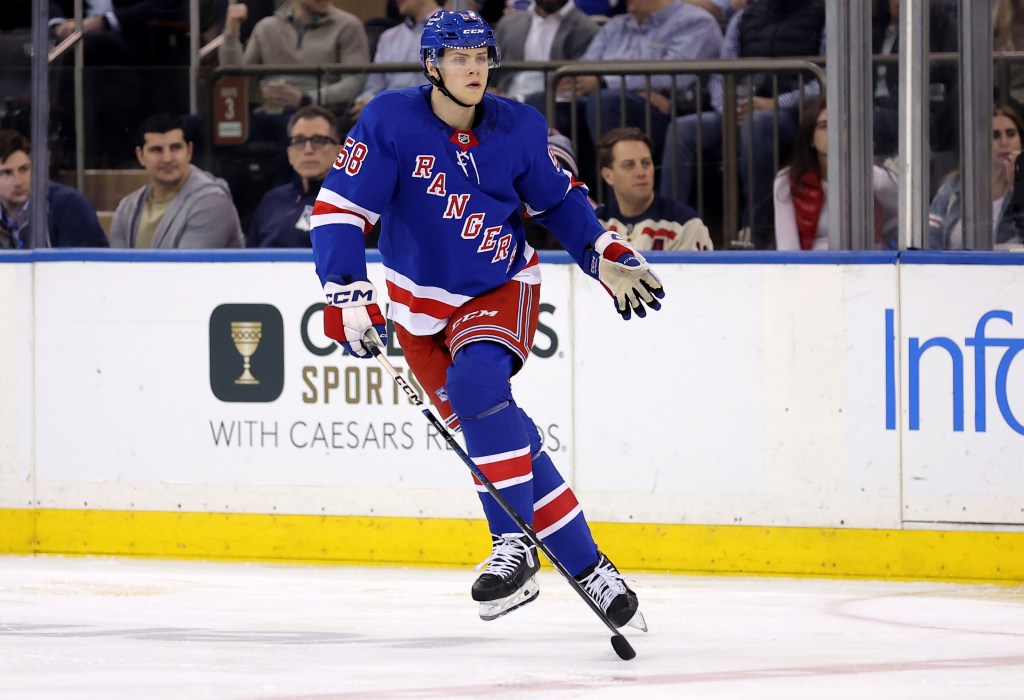 Brandon Scanlin skates during the Rangers' OT win.