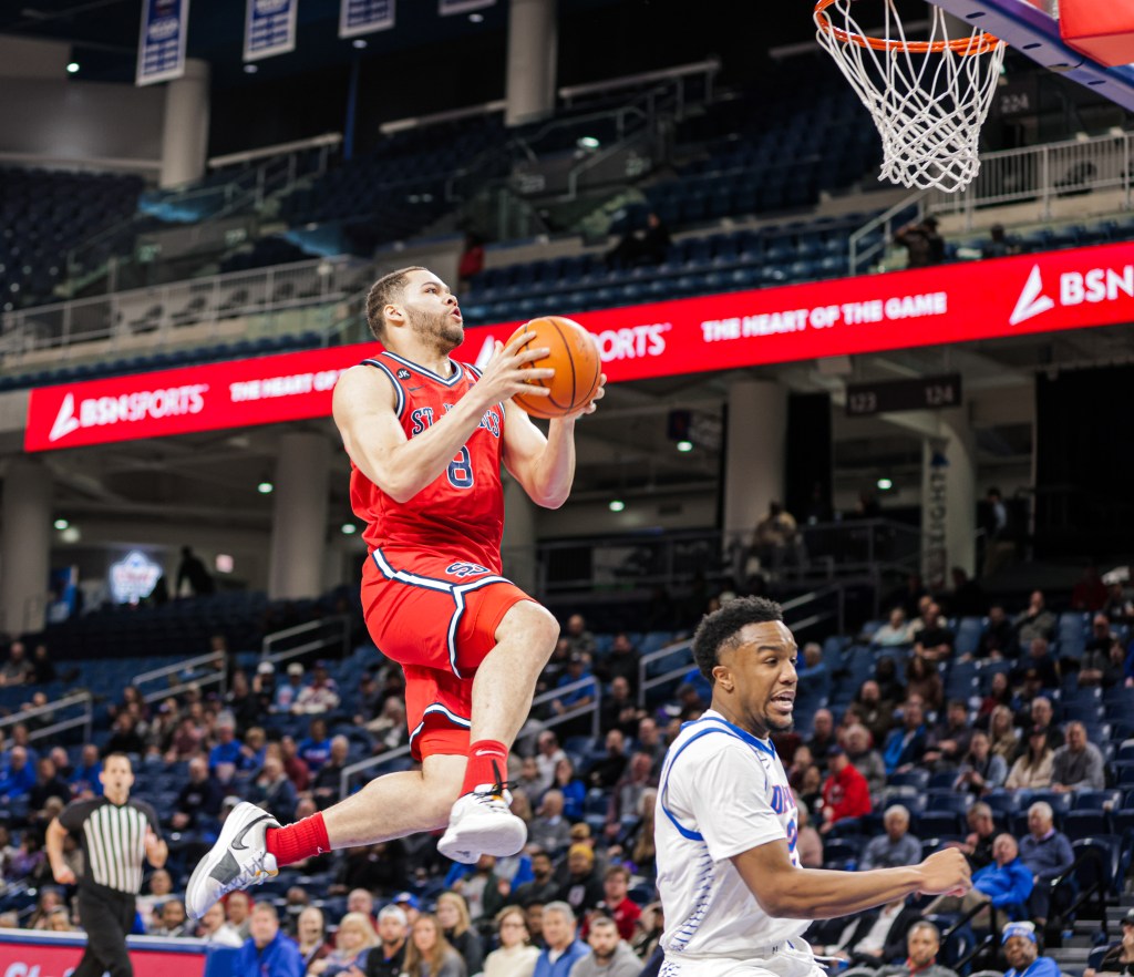 Chris Ledlum, who scored 19 points, goes up for a shot during St. John's 104-77 blowout win over DePaul.