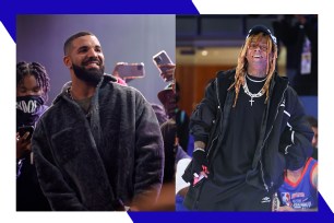 Drake (L) and Lil Wayne are co-headlining two concerts at Newark, NJ's Prudential Center on April 4-5.