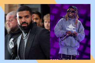 Drake (L) and Lil Wayne are co-headlining at Elmont, NY's UBS Arena on March 28-29.