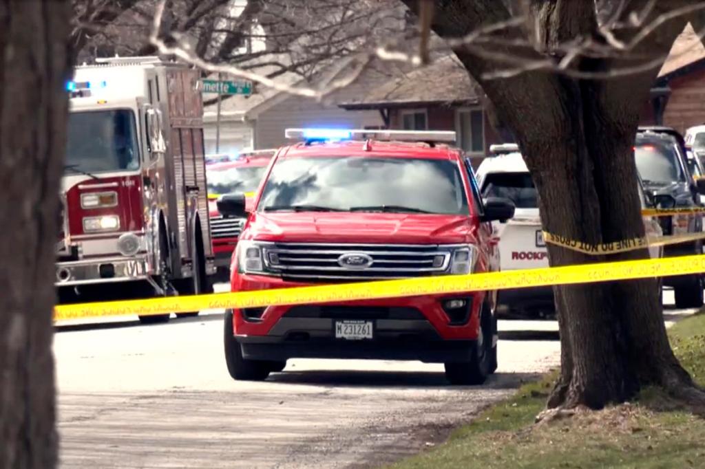 In this image taken from video provided by WTVO-TV/WQRF-TV/NewsNation. emergency personnel work at the scene, Wednesday, March 27, 2024