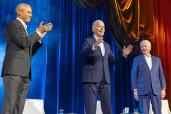 President Joe Biden, former Presidents Barack Obama and Bill Clinton participating in a fundraising event in New York, March 28, 2024.