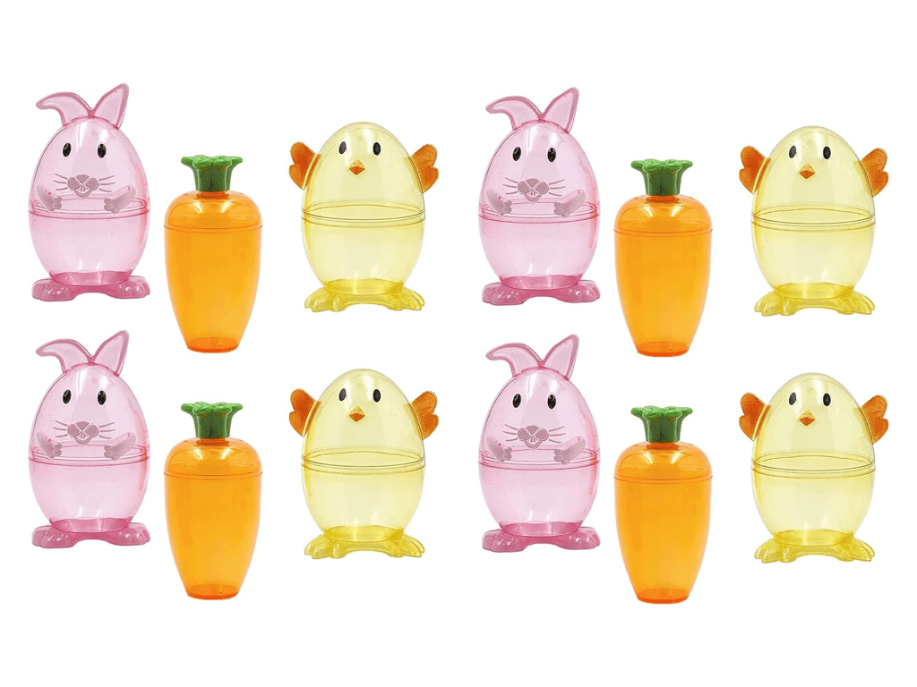 Fillable Easter Carrots, Bunny and Chick Containers (12-Pack)