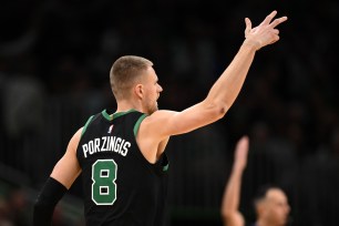 Boston Celtics center Kirstaps Porzingis