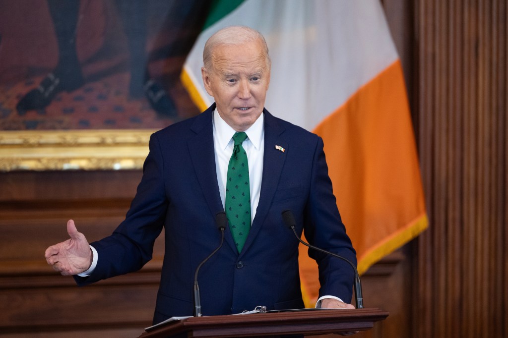 Biden speaks during the annual Friends Of Ireland Speaker Luncheon at the U.S. Capitol on March 15, 2023 in Washington, DC.