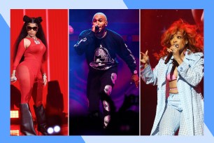 Nicki Minaj (L), Chris Brown and SZA are headlining at the 2024 Dreamville Festival.