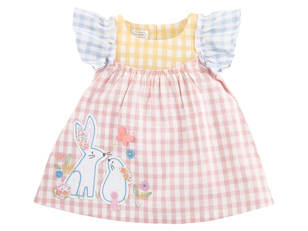 Mud Pie Girls Bunny Gingham Dress