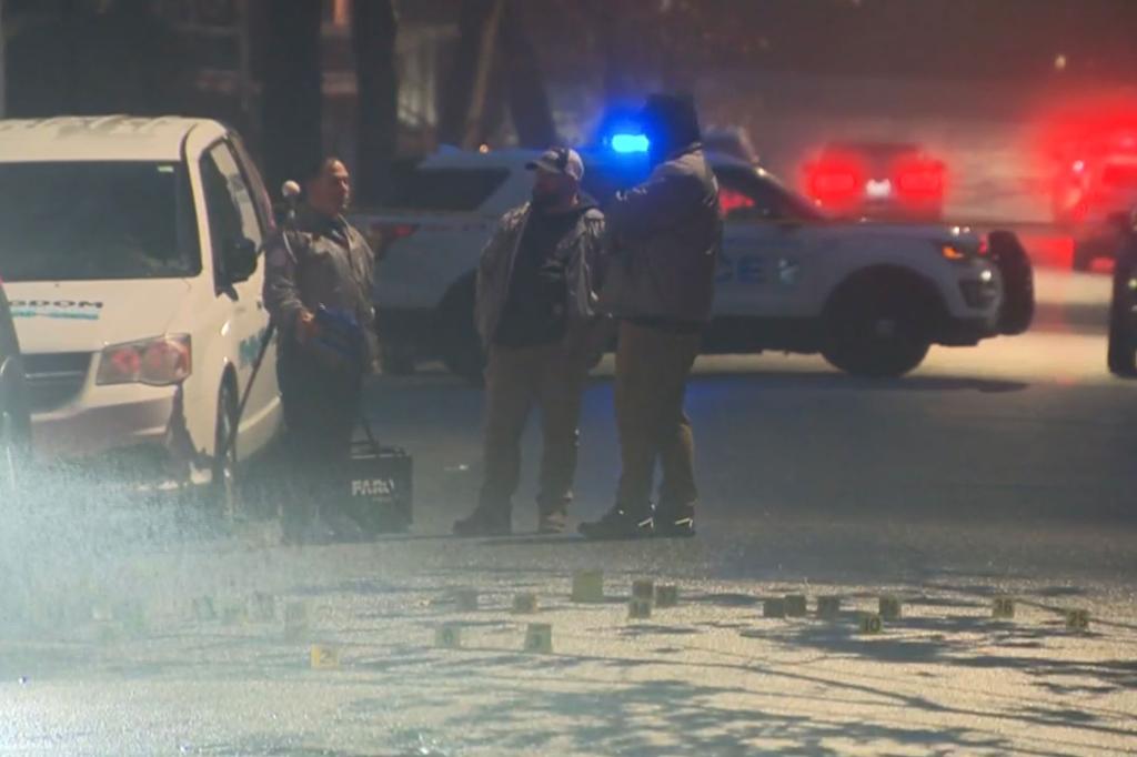 More than 30 evidence markers were spread out over the scene Tuesday night, according to NBC 10 Boston.