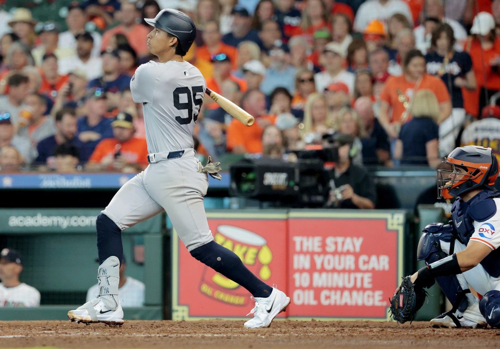 Oswaldo Cabrera belts a game-tying solo homer in the sixth inning of the Yankees' 5-4 win over the Astros.