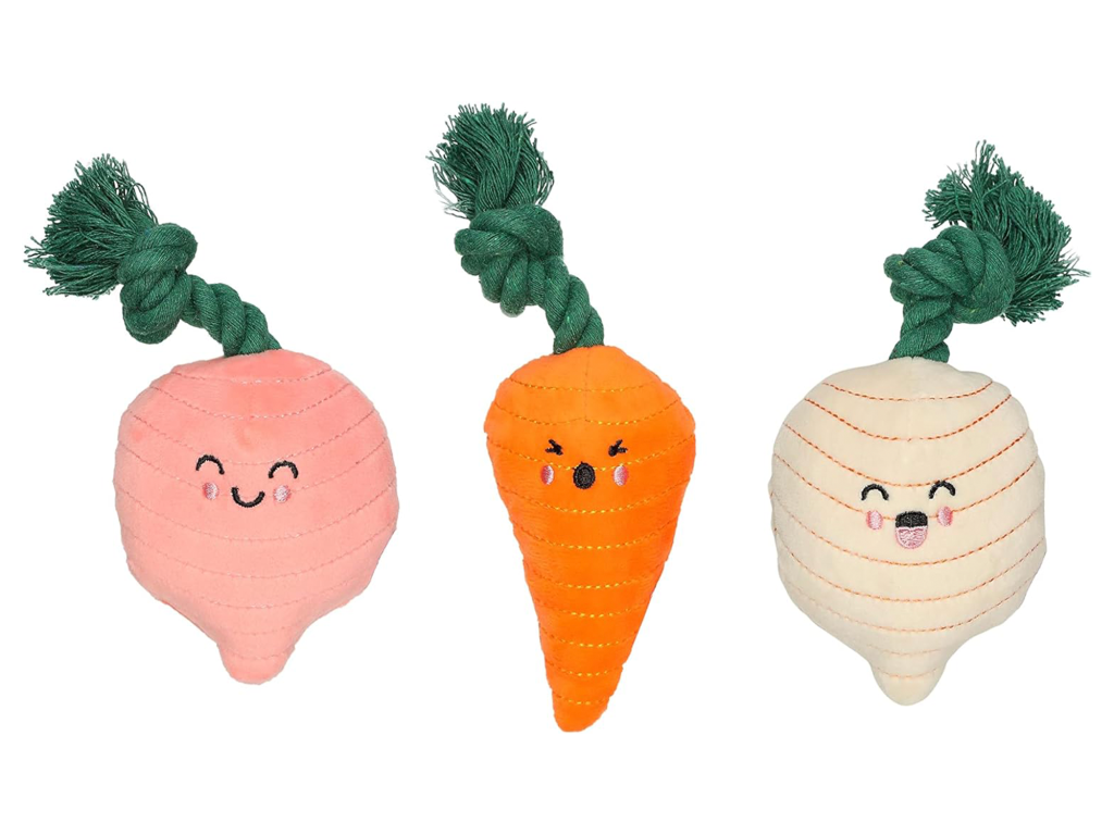 Pearhead Spring Garden Veggies Dog Toys (3-Pack)