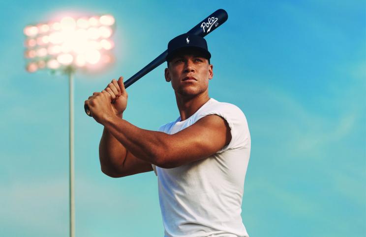 Aaron Judge holding a baseball bat.