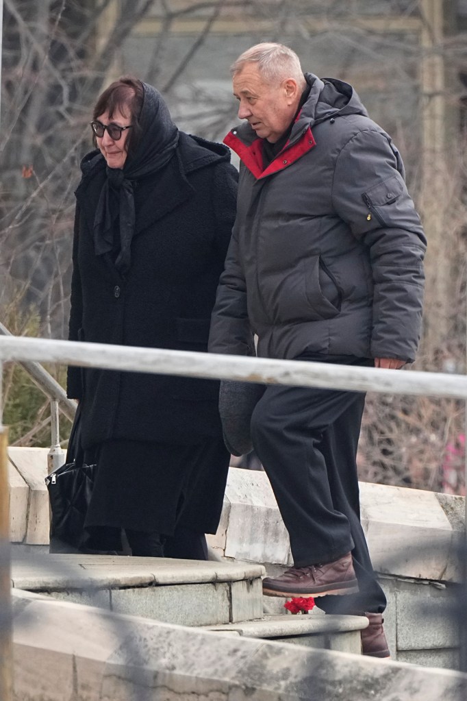 Anatoly Navalny, right, and Lyudmila Navalnaya, parents of Russian opposition leader Alexei Navalny, walk to the Church of the Icon of the Mother of God Soothe My Sorrows, in Moscow, Russia, on March 1, 2024. 