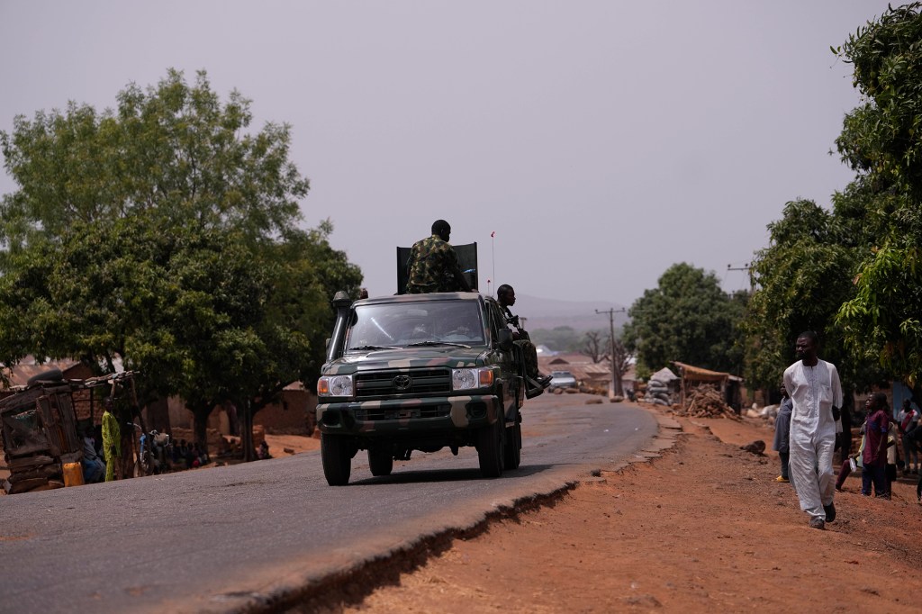 Nigerian army patrol near LEA Primary and Secondary School Kuriga