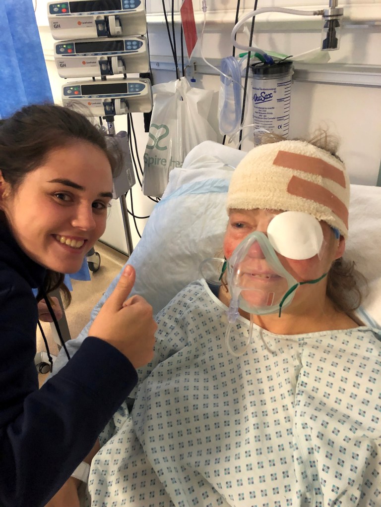 Theresa Hardwick with daughter Anna in the hospital after her surgery.