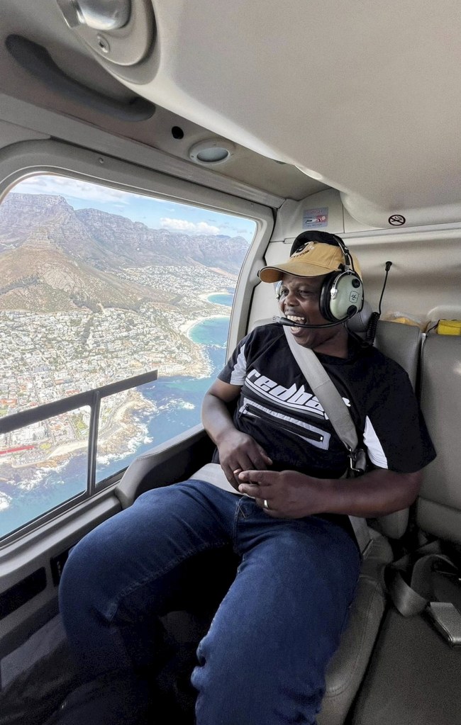 Kasa, shown here, was shocked at the huge surprise when seeing his hometown on a helicopter. 