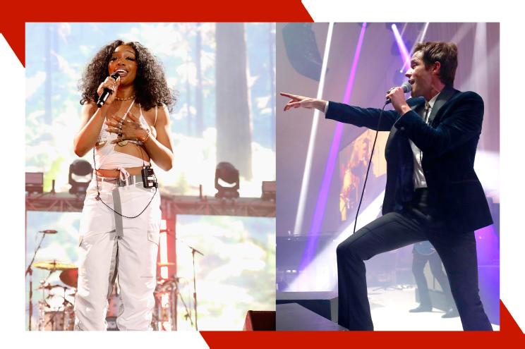 SZA (L) and The Killers' Brandon Flowers are two of the many headliners at Chicago's 2024 Lollapalooza.