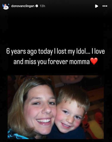 donovan clingan instagram story post mom stacey