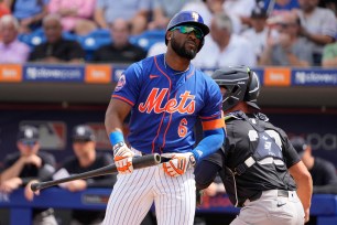 Starling Marte, striking out earlier in the preseason, has not gotten many hits this spring training, but the Mets like the way the ball is "jumping off his bat again." 