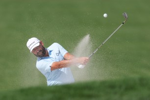 Stephan Jaeger of Germany hits out of a greenside bunker on the ninth hole during the third round of the Arnold Palmer Invitational.