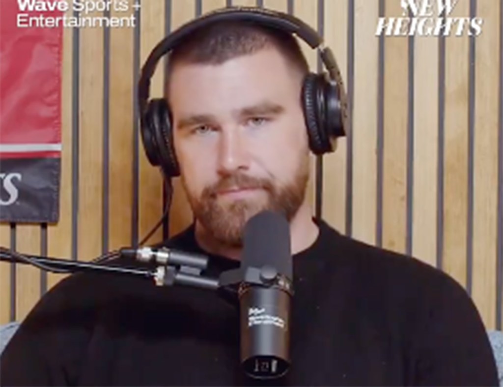 Travis Kelce on his "New Heights" podcast. 