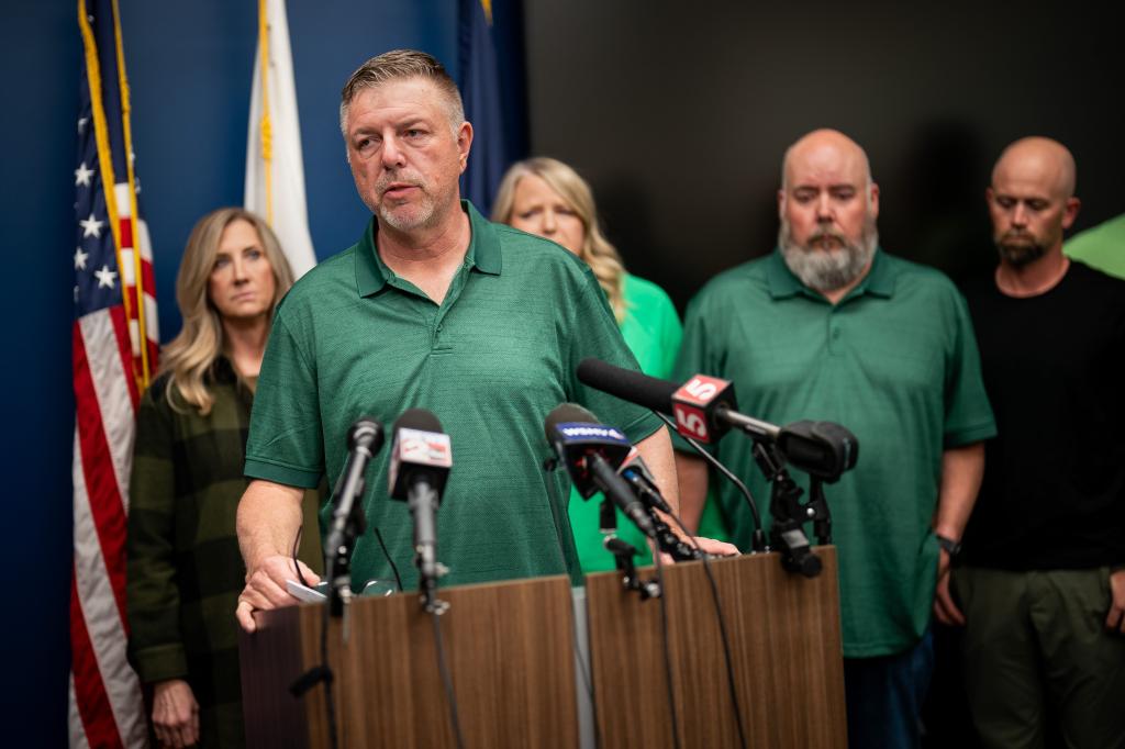 Ryan Gilbert, father of Riley Strain, speaks during a press conference at the Metro Nashville Police Department Headquarters in Nashville, Tenn., Friday, March 22, 2024.