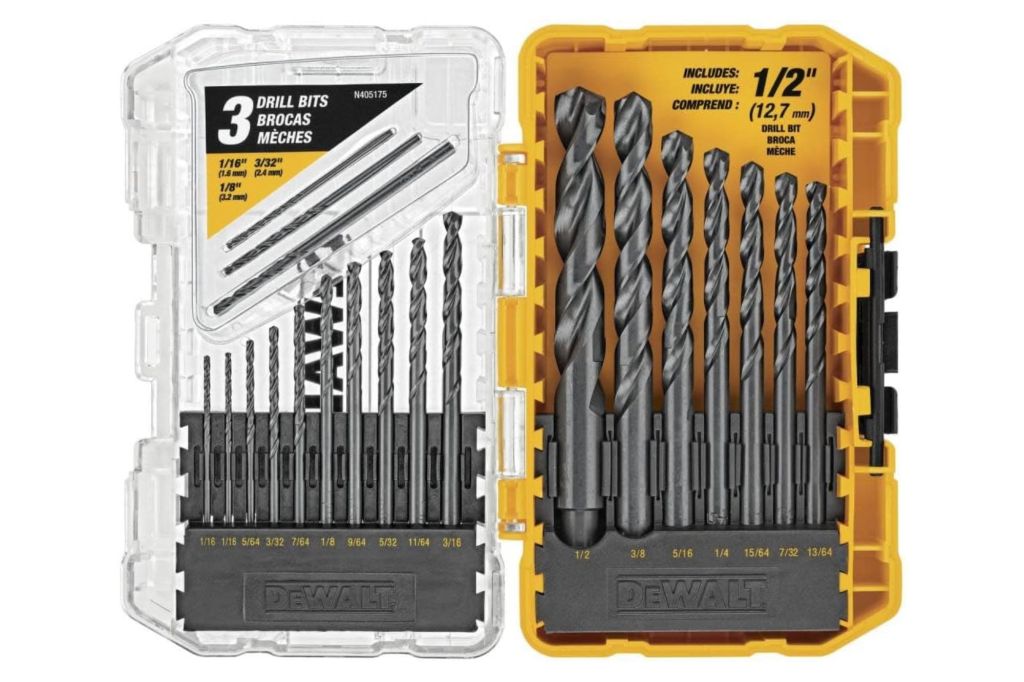 A set of yellow drill bits.
