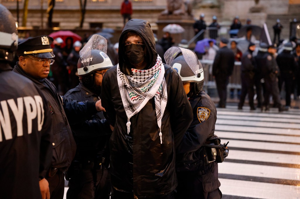Anti-Israel protest in front of NY Public Library with arrests on Fifth Ave. (Photo: Kevin C. Downs for The New York Post)