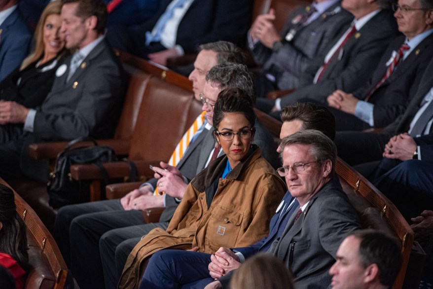 Lauren Boebert wears Tim Burchett's jacket.