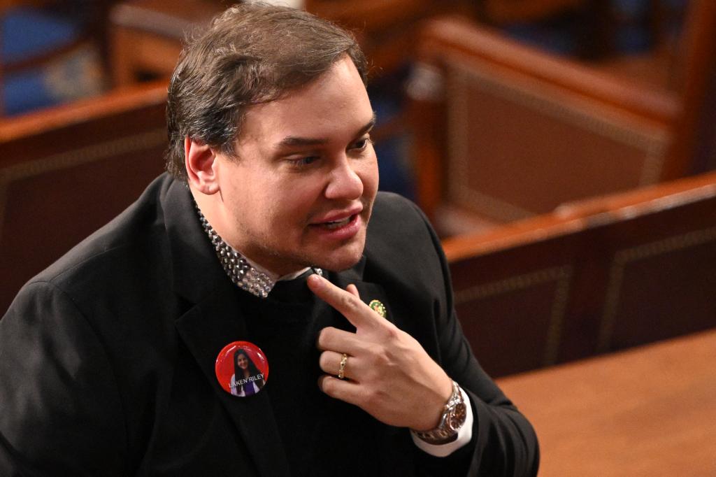 Former Rep. George Santos (R-NY) attends the State of the Union address in the House Chamber of the US Capitol in Washington, DC, on March 7, 2024.