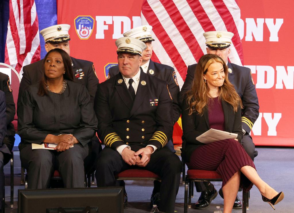 James said she would continue praying for firefighters — even the ones who booed her at the ceremony. 