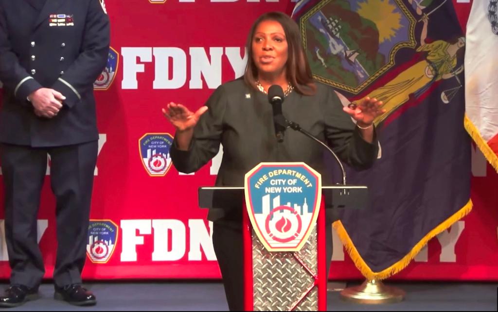 Stater Attorney General Letitia James gets booed. 