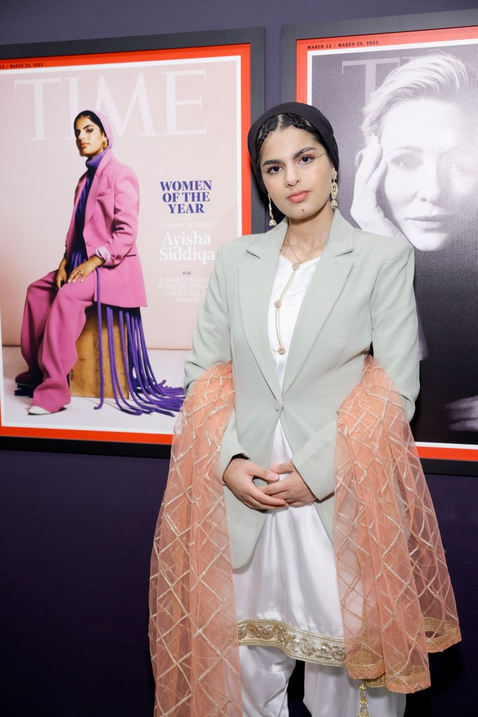 Ayisha Siddiqa, woman in white dress, attending TIME Women of the Year event at Four Seasons Hotel Los Angeles, California.